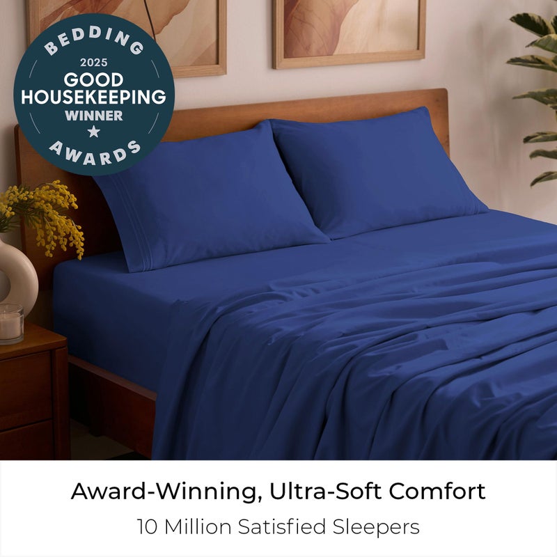 Mellanni Queen Sheets Set - 4 PC Iconic Collection Bedding - Hotel Luxury, Extra Soft, Cooling Bed Sheets - Wrinkle, Fade, Stain Resistant (Queen, Royal Blue) - Image 2